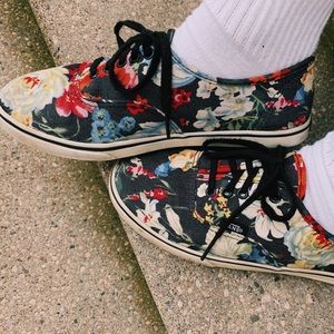 Vans- black w colorful floral